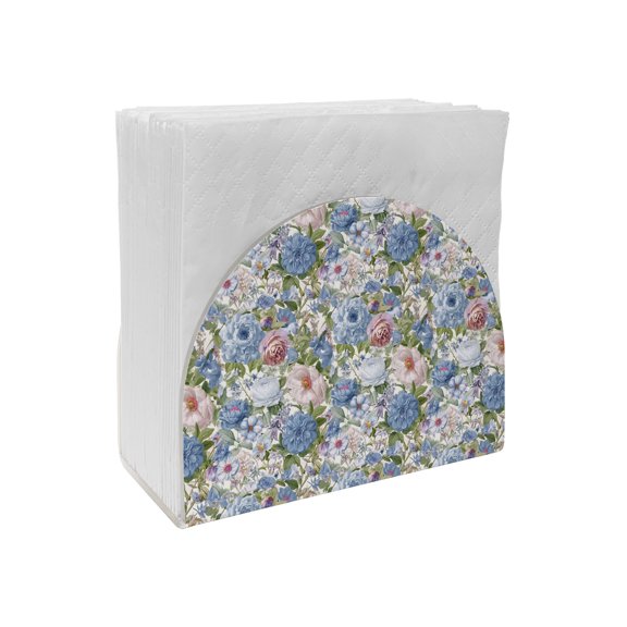 Napkin Holder Blue Bloom Flowers Standing Napkin Dispenser 1 Pack Spring Floral Acrylic Paper Napkin Holders for Table Kitchen Dining Cocktail Home Party Hotel Cafe Bar Bathroom