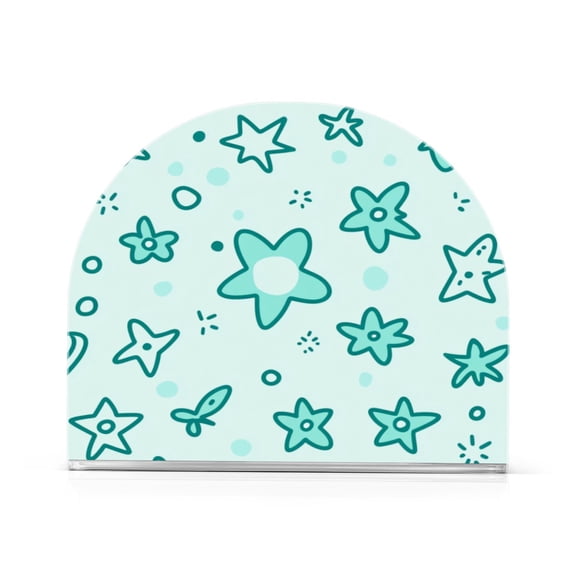 Napkin Holder Blue Stars Pattern Thick U Shape Acrylic Non Slip Space Saving for Kitchen