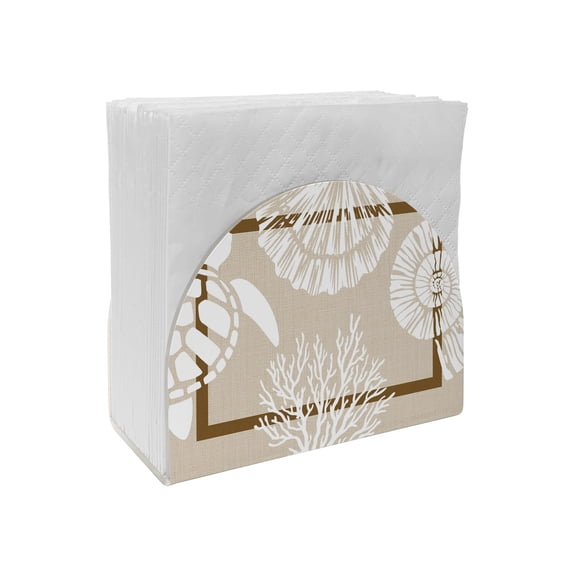 Napkin Holder Coastal Turtle Standing Napkin Dispenser 1 Pack Ocean Coral Conch Shell Acrylic Paper Napkin Holders for Table Kitchen Dining Cocktail Home Party Hotel Cafe Bar Bathroom