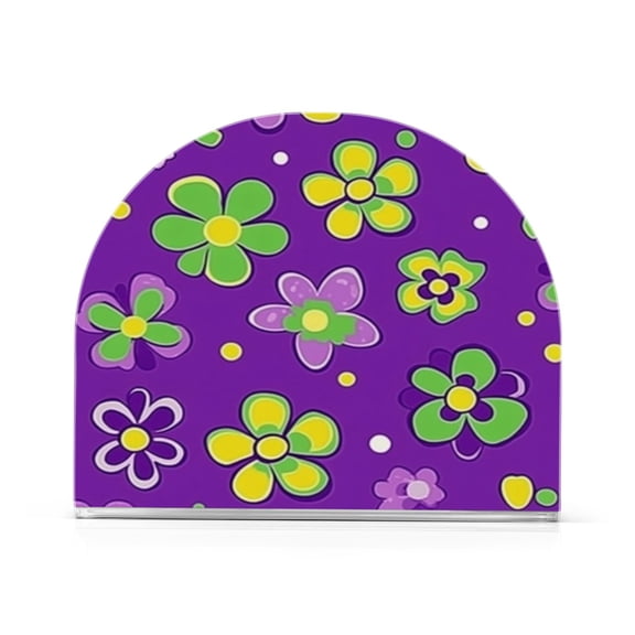 Napkin Holder Flowers Seamless Pattern Thick U Shape Acrylic Non Slip Space Saving for Kitchen