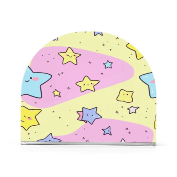 Napkin Holder Happy Stars Pattern Thick U Shape Acrylic Non Slip Space Saving for Kitchen