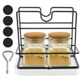 thumbnail image 1 of Napkin Holder Metal Napkin Holder with Salt and Pepper Shakers Caddy Modern Napkin Dispenser for Table Kitchen Countertop, Not Including Salt and Pepper Shakers (Middle Wooden), 1 of 10