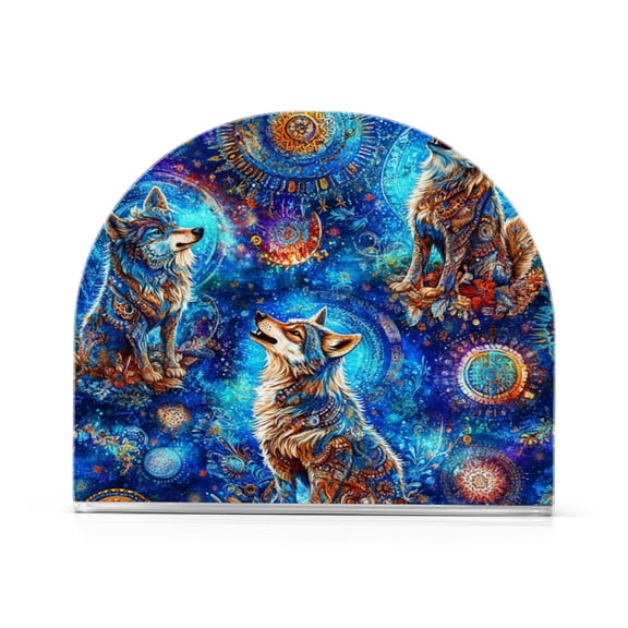 Napkin Holder Mystic Wolves Thick U Shape Acrylic Non Slip Space Saving for Kitchen