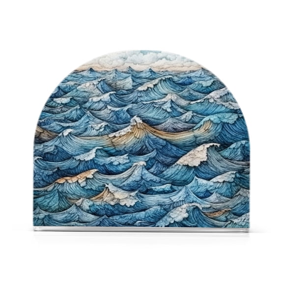 Napkin Holder Ocean Waves Thick U Shape Acrylic Non Slip Space Saving for Kitchen