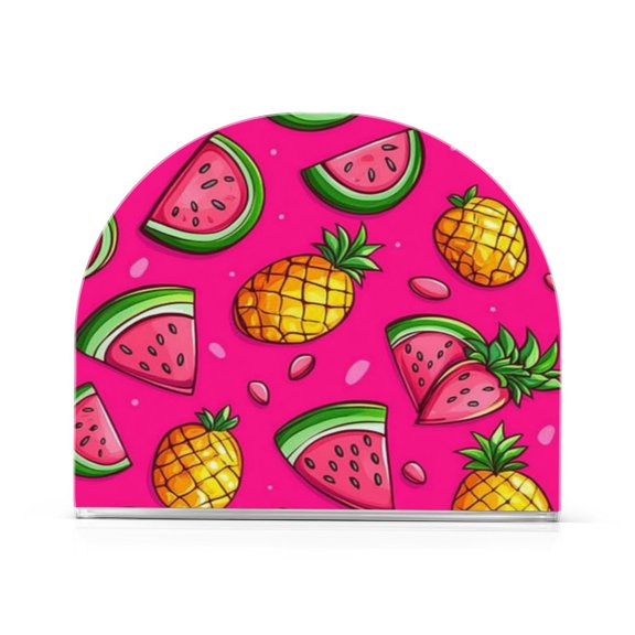 Napkin Holder Pink Watermelon Pineapple Thick U Shape Acrylic Non Slip Space Saving for Kitchen