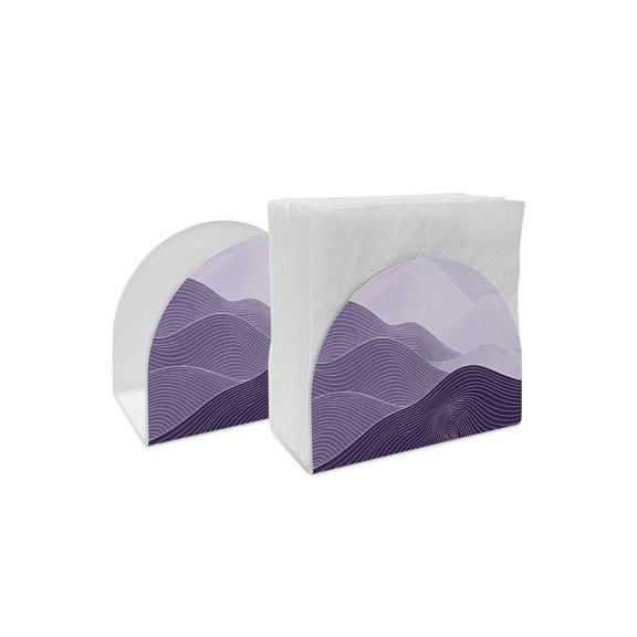 Napkin Holder Purple Mountain Ridges Standing Napkin Dispenser 2 Pack Topographic Lines Peaks Acrylic Paper Napkin Holders for Table Kitchen Dining Cocktail Home Party Hotel Cafe Bar Bathroom