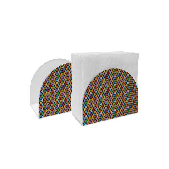Napkin Holder Rainbow Diamond Mosaic Standing Napkin Dispenser 2 Pack Cathedral Aesthetic Glass Acrylic Paper Napkin Holders for Table Kitchen Dining Cocktail Home Party Hotel Cafe Bar Bathroom