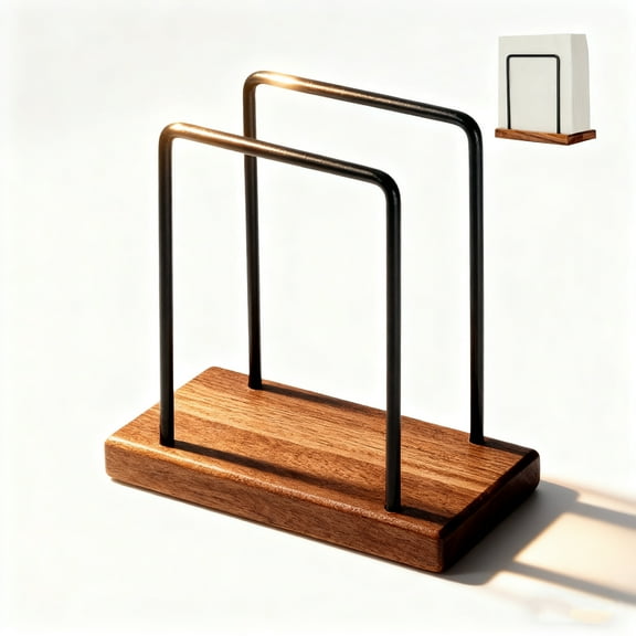 Napkin Holder for Table, Bamboo Iron Standing Napkin Dispenser for Kitchen Dining Farmhouse Cocktail Picnic Bar Rustic Wood Holders for Paper Mail Bills Suitable for All Dining Room Decors, Brown