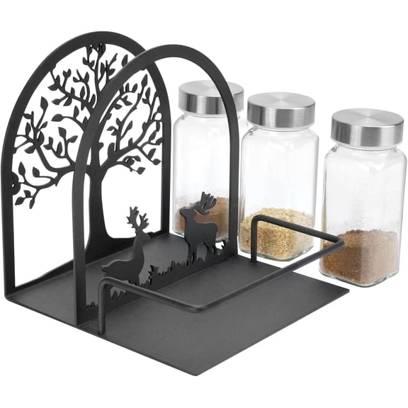 Napkin Holder for Table, Metal Napkin Holder with Salt and Pepper Shakers Caddy, Napkin Dispenser for Table Kitchen Countertop, Not Including Salt and Pepper Shakers