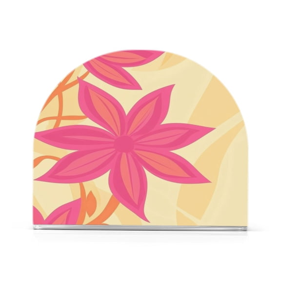 Napkin Holder Tropical Bloom Thick U Shape Acrylic Non Slip Space Saving for Kitchen