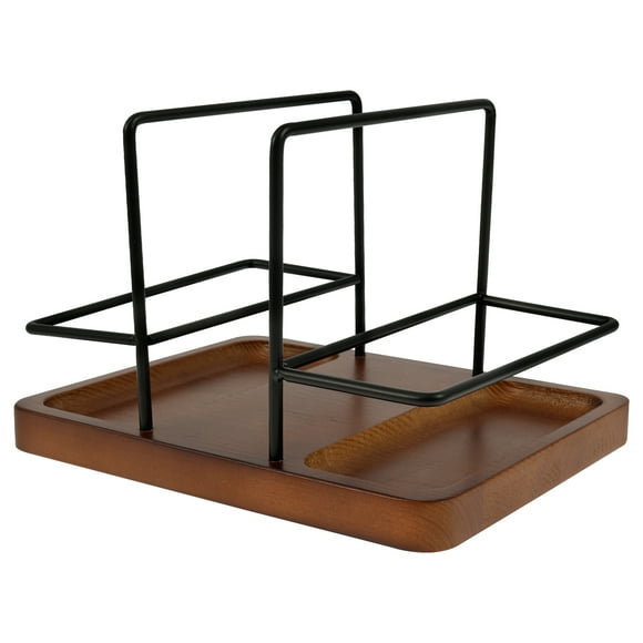 Napkin Holder Wood Serviette Holder 360° Rotating Napkin Salt and Pepper Caddy Elegant Serviette Dispenser for Dining Table Countertop Office