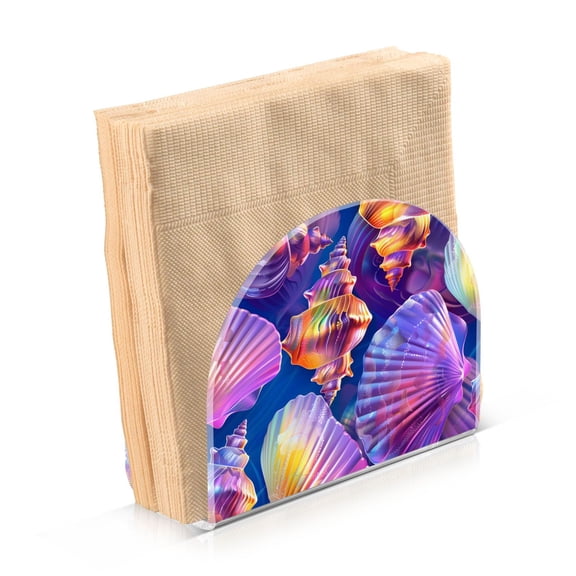 Napkin Holder for Table 2 Pcs Color Seashells Acrylic Clear Tissue Dispenser Stand Kitchen Dining Bar Tabletop Picnic Restaurant Decor