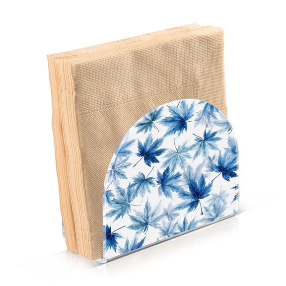 Napkin Holder for Table Kitchen Paper Tissue Organization Standing Paper Napkin Storage Abstract Blue Maple Leaves