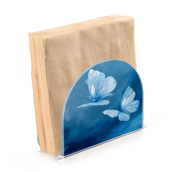 Napkin Holder for Table Kitchen Paper Tissue Organization Standing Paper Napkin Storage Abstract Blue and White Butterfly