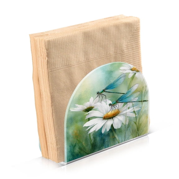 Napkin Holder for Table Kitchen Paper Tissue Organization Standing Paper Napkin Storage Beautiful Dragonflies and Daisies