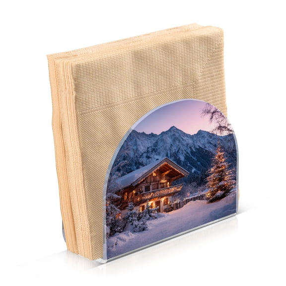 Napkin Holder for Table Kitchen Paper Tissue Organization Standing Paper Napkin Storage Beautiful Wooden Chalet