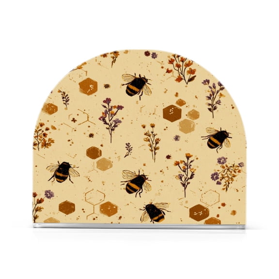 Napkin Holder for Table Kitchen Paper Tissue Organization Standing Paper Napkin Storage Bees and Flowers Pattern