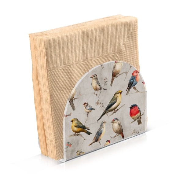 Napkin Holder for Table Kitchen Paper Tissue Organization Standing Paper Napkin Storage Birds Pattern