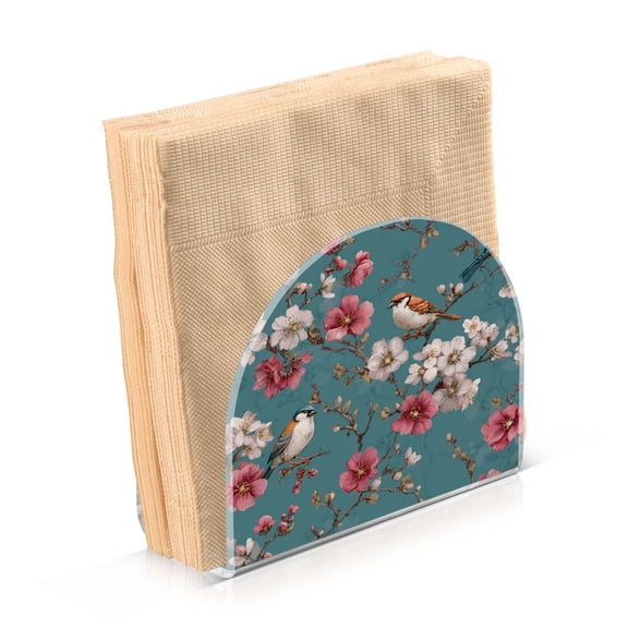 Napkin Holder for Table Kitchen Paper Tissue Organization Standing Paper Napkin Storage Birds and Cherry Pattern