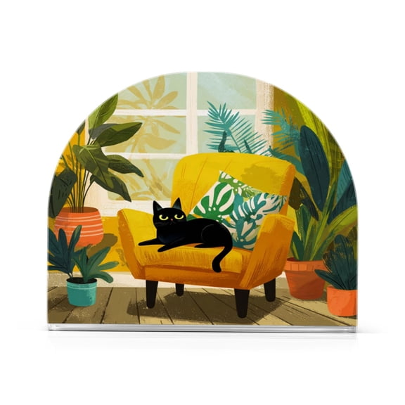 Napkin Holder for Table Kitchen Paper Tissue Organization Standing Paper Napkin Storage Black Cat Lounging