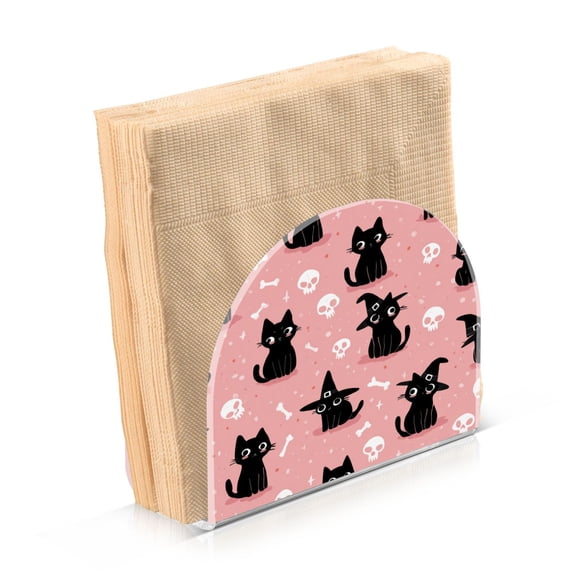 Napkin Holder for Table Kitchen Paper Tissue Organization Standing Paper Napkin Storage Black Cat Wearing A Witch Hat
