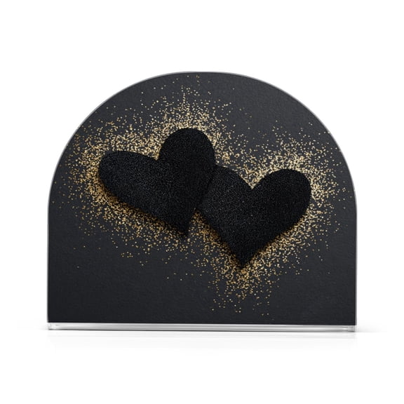 Napkin Holder for Table Kitchen Paper Tissue Organization Standing Paper Napkin Storage Black Hearts with Gold Glitter