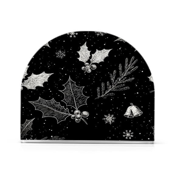 Napkin Holder for Table Kitchen Paper Tissue Organization Standing Paper Napkin Storage Black Holly Leaves