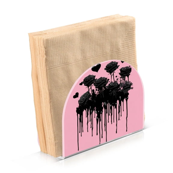 Napkin Holder for Table Kitchen Paper Tissue Organization Standing Paper Napkin Storage Black Roses