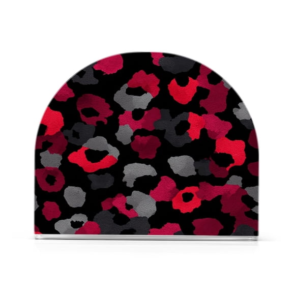 Napkin Holder for Table Kitchen Paper Tissue Organization Standing Paper Napkin Storage Black and Red Leopard Print