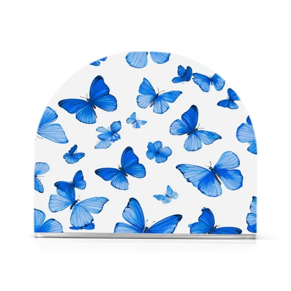 Napkin Holder for Table Kitchen Paper Tissue Organization Standing Paper Napkin Storage Blue Butterfly Pattern