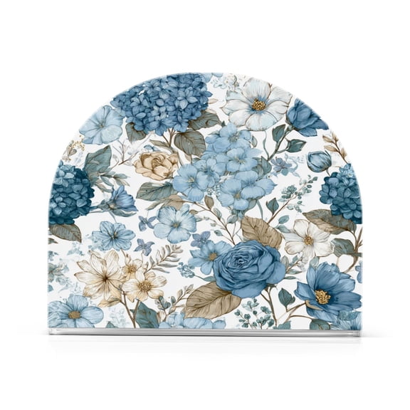 Napkin Holder for Table Kitchen Paper Tissue Organization Standing Paper Napkin Storage Blue Floral Seamless Pattern
