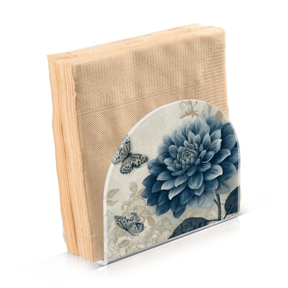 Napkin Holder for Table Kitchen Paper Tissue Organization Standing Paper Napkin Storage Blue Flower with Butterflies