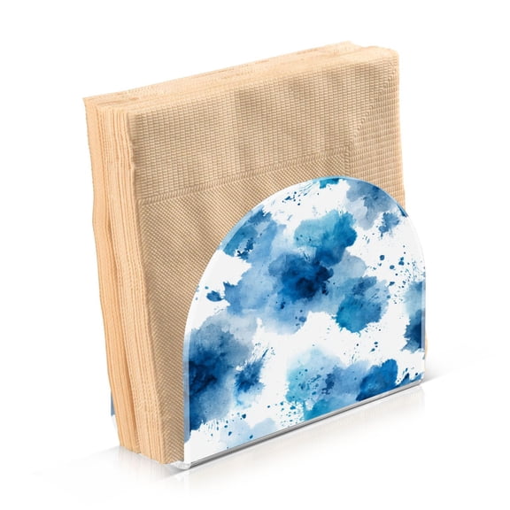Napkin Holder for Table Kitchen Paper Tissue Organization Standing Paper Napkin Storage Blue Ink Pattern