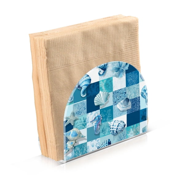 Napkin Holder for Table Kitchen Paper Tissue Organization Standing Paper Napkin Storage Blue Marine Life Patterns