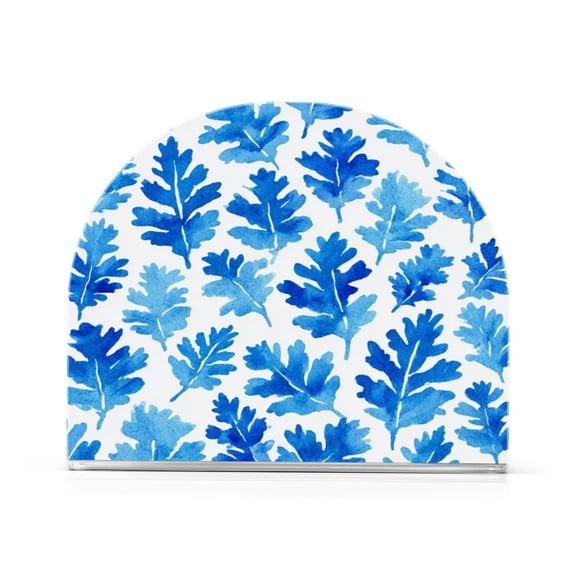 Napkin Holder for Table Kitchen Paper Tissue Organization Standing Paper Napkin Storage Blue Oak Leaf Pattern