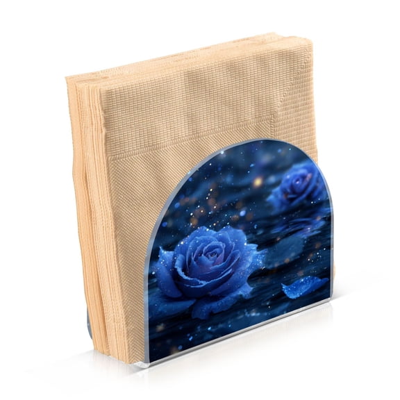 Napkin Holder for Table Kitchen Paper Tissue Organization Standing Paper Napkin Storage Blue Rose Pattern