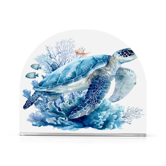 Napkin Holder for Table Kitchen Paper Tissue Organization Standing Paper Napkin Storage Blue Sea Turtle Pattern