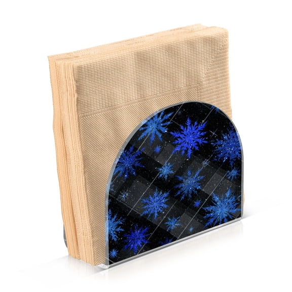 Napkin Holder for Table Kitchen Paper Tissue Organization Standing Paper Napkin Storage Blue Snowflake Pattern