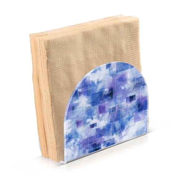 Napkin Holder for Table Kitchen Paper Tissue Organization Standing Paper Napkin Storage Blue Squares and Shapes
