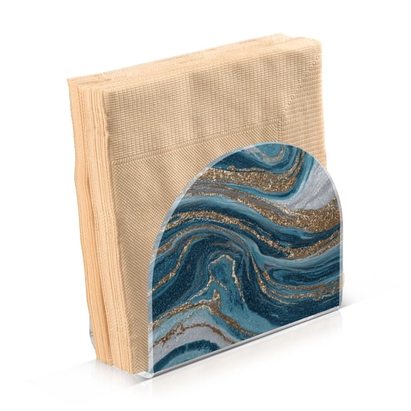 Napkin Holder for Table Kitchen Paper Tissue Organization Standing Paper Napkin Storage Blue and Gold Swirling