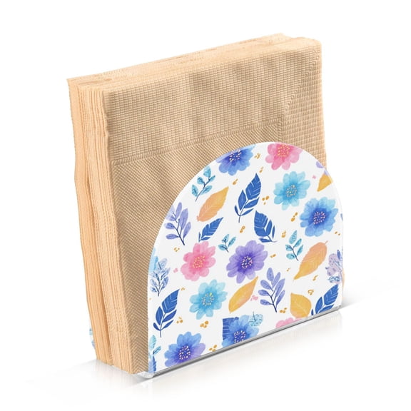 Napkin Holder for Table Kitchen Paper Tissue Organization Standing Paper Napkin Storage Blue and Purple Flowers