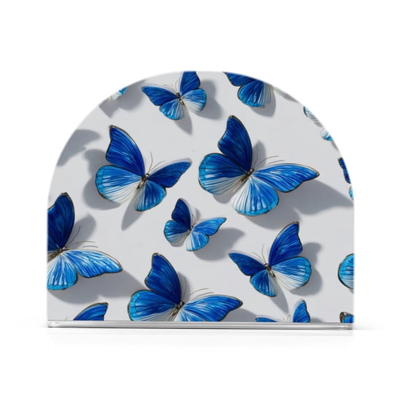 Napkin Holder for Table Kitchen Paper Tissue Organization Standing Paper Napkin Storage Blue and White Butterfly