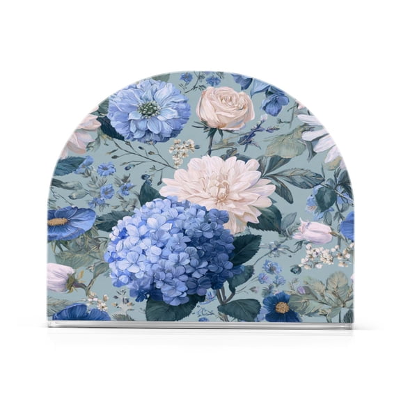 Napkin Holder for Table Kitchen Paper Tissue Organization Standing Paper Napkin Storage Blue and White Flower Pattern