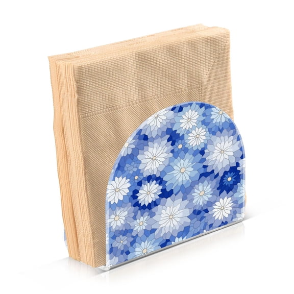 Napkin Holder for Table Kitchen Paper Tissue Organization Standing Paper Napkin Storage Blue and White Snowflake