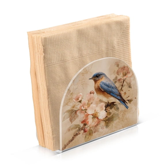 Napkin Holder for Table Kitchen Paper Tissue Organization Standing Paper Napkin Storage Bluebird and Ancient Flowers