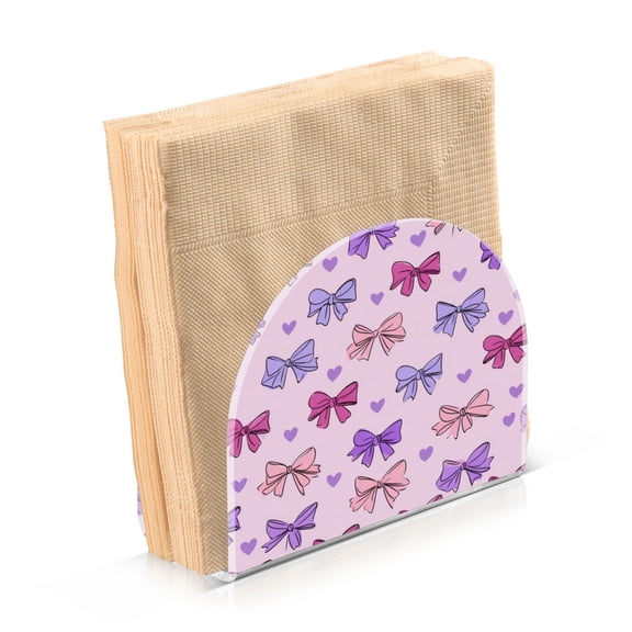Napkin Holder for Table Kitchen Paper Tissue Organization Standing Paper Napkin Storage Bows and Heart Pattern