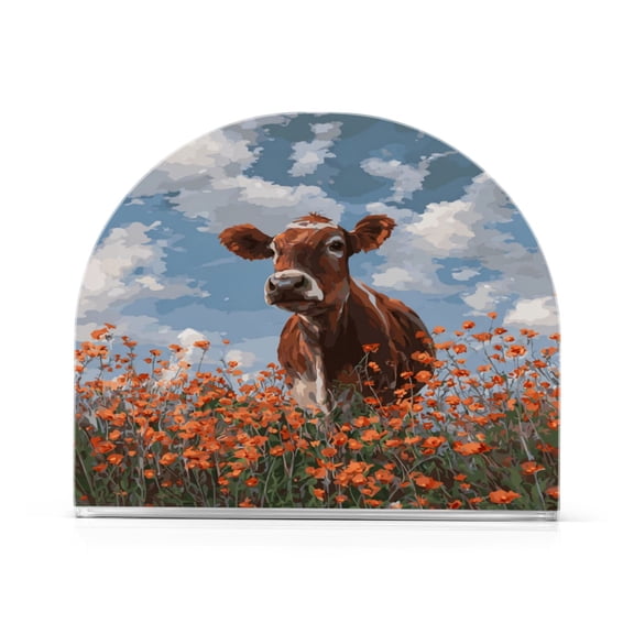 Napkin Holder for Table Kitchen Paper Tissue Organization Standing Paper Napkin Storage Brown Cow