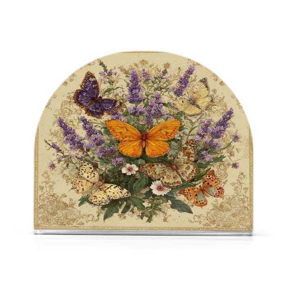 Napkin Holder for Table Kitchen Paper Tissue Organization Standing Paper Napkin Storage Butterflies and Lavender Pattern