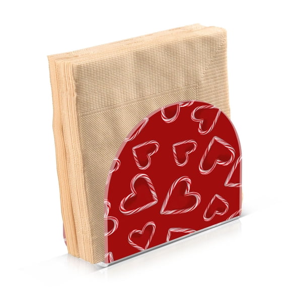 Napkin Holder for Table Kitchen Paper Tissue Organization Standing Paper Napkin Storage Candy Cane-shaped Hearts Pattern