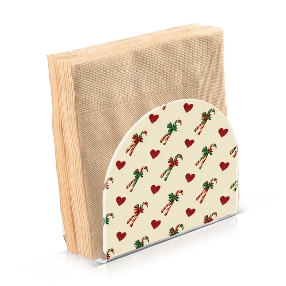 Napkin Holder for Table Kitchen Paper Tissue Organization Standing Paper Napkin Storage Candy Cane-shaped Ribbons and Hearts